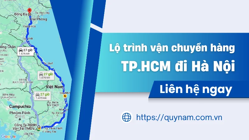 Lộ trình gửi hàng từ TPHCM đi Hà Nội